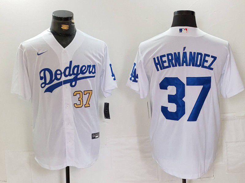 Men Los Angeles Dodgers 37 Hernandez White Nike Game 2024 MLB Jersey style 724